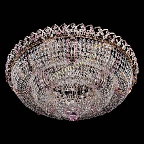 Люстра Двойное Кольцо Классика №6 розовая в Химках Гусь Хрустальный