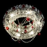 Люстра Глория №1 красная, диаметр - 500 мм, цвет фурнитуры - серебро, Люстры Гусь Хрустальный Люстра Глория №1 красная, диаметр - 500 мм, цвет фурнитуры - серебро, Люстры Гусь Хрустальный