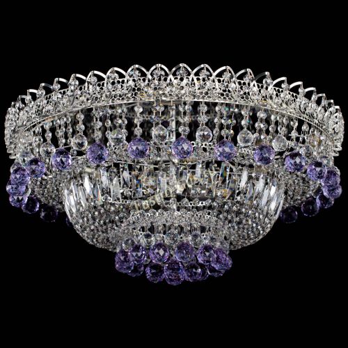 Люстра Хрустальный каскад №3 Шар фиолетовая в Химках Гусь Хрустальный