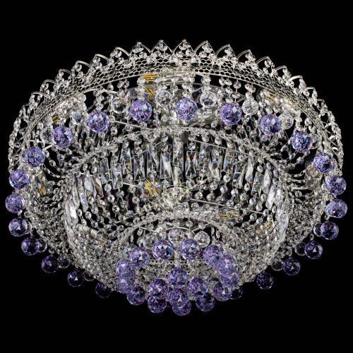 Люстра Хрустальный каскад №3 Шар фиолетовая в Химках Гусь Хрустальный