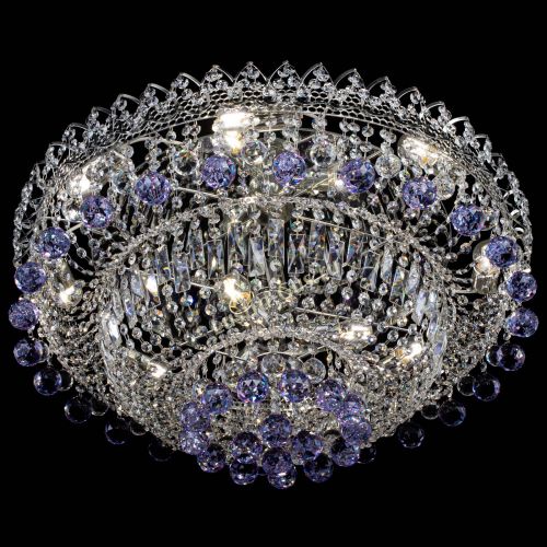 Люстра Хрустальный каскад №3 Шар фиолетовая в Химках Гусь Хрустальный
