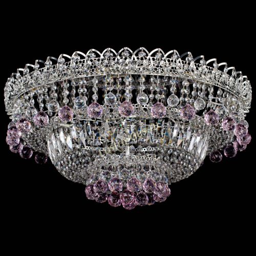 Люстра Хрустальный каскад №3 Шар розовая в Химках Гусь Хрустальный