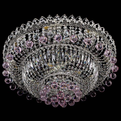 Люстра Хрустальный каскад №3 Шар розовая в Химках Гусь Хрустальный