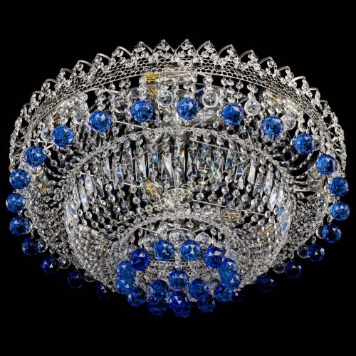 Люстра Хрустальный каскад №3 Шар синяя в Химках Гусь Хрустальный