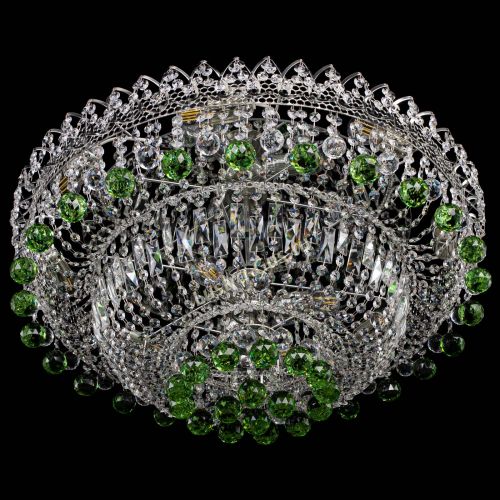 Люстра Хрустальный каскад №3 Шар зеленая в Химках Гусь Хрустальный