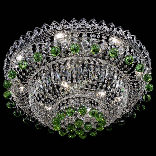 Люстра Хрустальный каскад №3 Шар зеленая в Химках Гусь Хрустальный