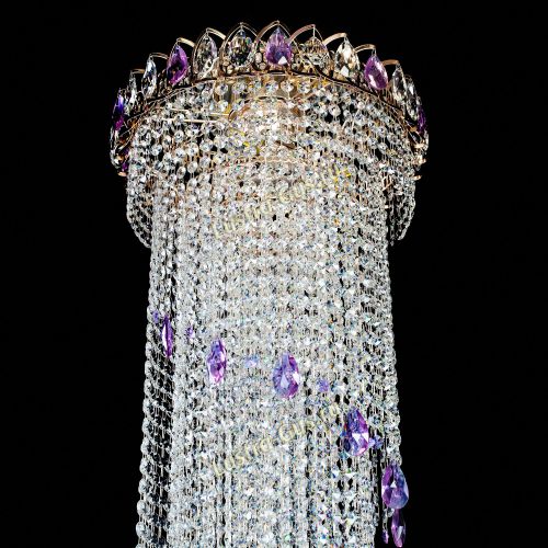 Люстра Хрустальный Каскад №5 фиолетовый в Химках Гусь Хрустальный