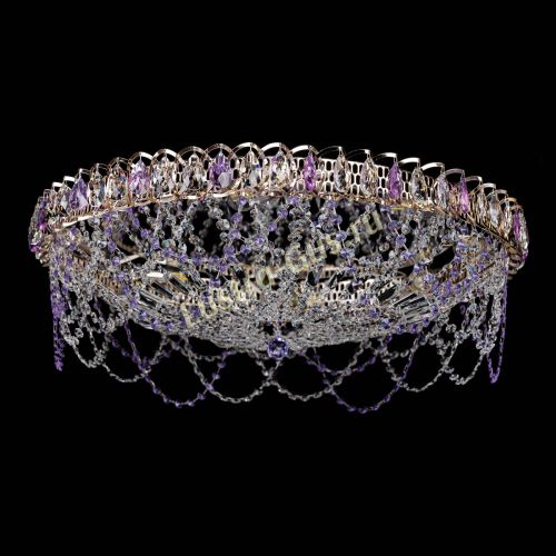 Люстра Каскад Ажур 700 мм фиолетовый в Химках Гусь Хрустальный
