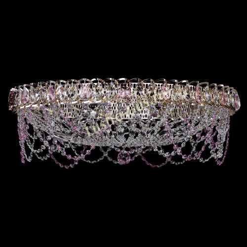 Люстра Каскад Ажур 700 мм розовый в Химках Гусь Хрустальный