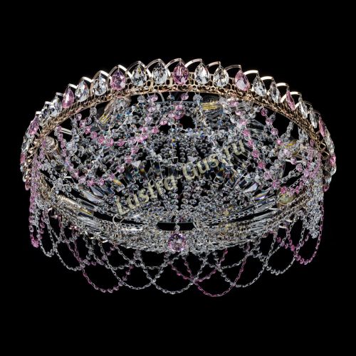 Люстра Каскад Ажур 700 мм розовый в Химках Гусь Хрустальный