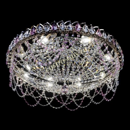 Люстра Каскад Ажур 700 мм розовый в Химках Гусь Хрустальный