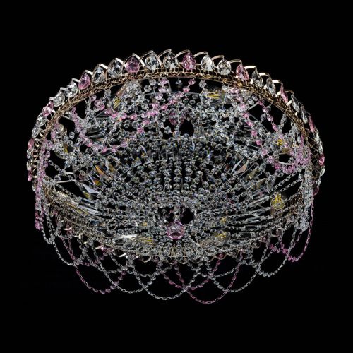 Люстра Каскад Ажур 700 мм розовый в Химках Гусь Хрустальный