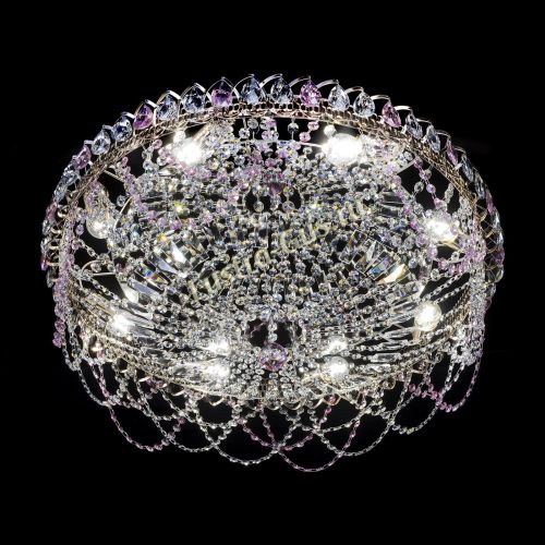 Люстра Каскад Ажур 700 мм розовый в Химках Гусь Хрустальный