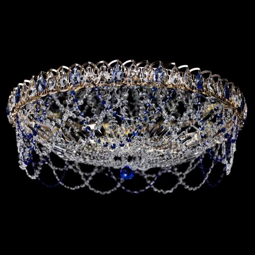 Люстра Каскад Ажур 700 мм синий в Химках Гусь Хрустальный