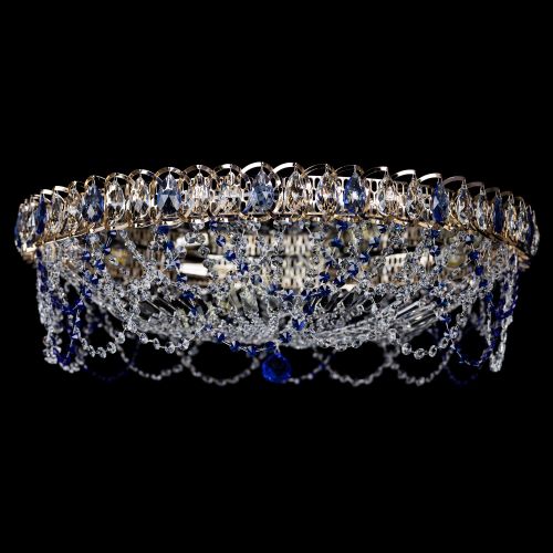 Люстра Каскад Ажур 700 мм синий в Химках Гусь Хрустальный