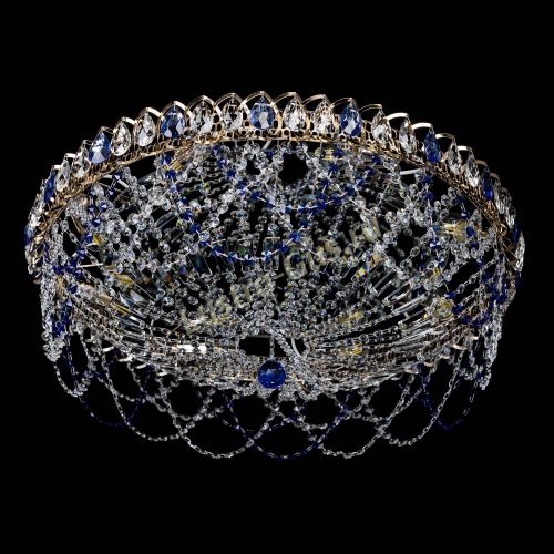 Люстра Каскад Ажур 700 мм синий в Химках Гусь Хрустальный