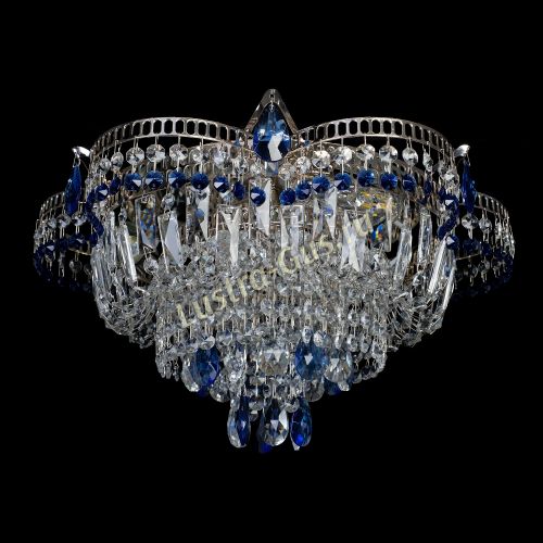 Люстра Камея №1 - 3 лампы синяя в Химках Гусь Хрустальный