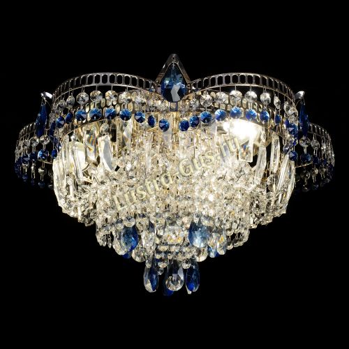 Люстра Камея №1 - 3 лампы синяя в Химках Гусь Хрустальный