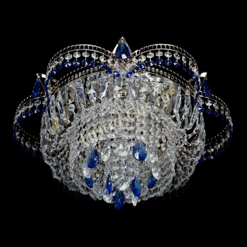 Люстра Камея №1 - 3 лампы синяя в Химках Гусь Хрустальный