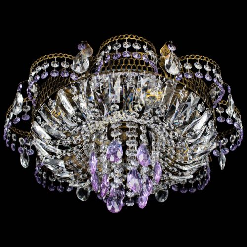 Люстра Камея №4 под бронзу фиолетовая в Химках Гусь Хрустальный