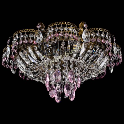 Люстра Камея №4 под бронзу розовая в Химках Гусь Хрустальный