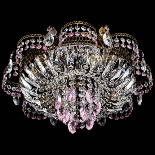 Люстра Камея №4 под бронзу розовая в Химках Гусь Хрустальный