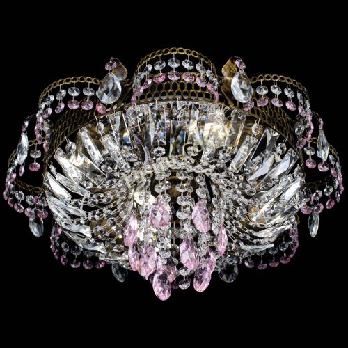 Люстра Камея №4 под бронзу розовая в Химках Гусь Хрустальный