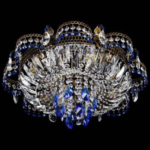 Люстра Камея №4 под бронзу синяя в Химках Гусь Хрустальный