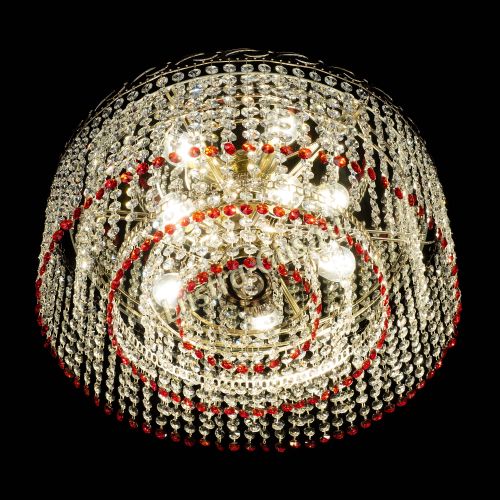 Люстра Капель оптикон №2 красная в Химках Гусь Хрустальный