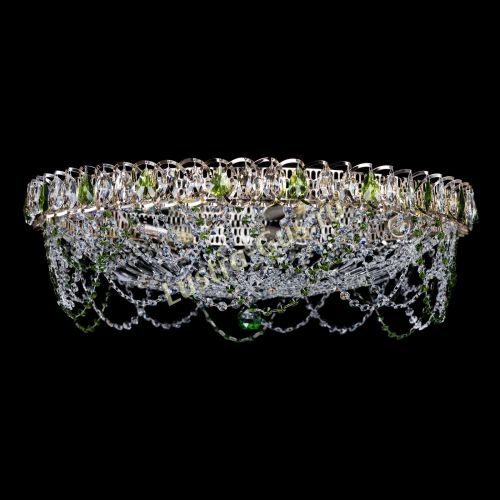 Люстра Каскад Ажур 700 мм зеленый в Химках Гусь Хрустальный