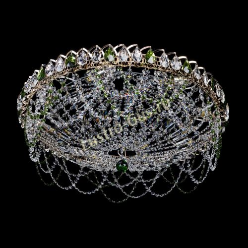 Люстра Каскад Ажур 700 мм зеленый в Химках Гусь Хрустальный