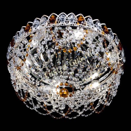 Люстра Каскад Ажур Чайная белая в Химках Гусь Хрустальный