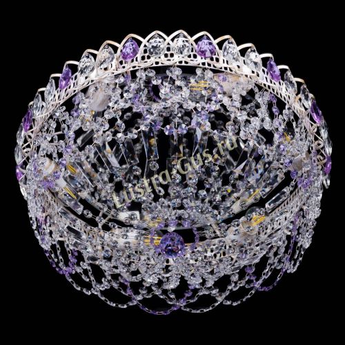 Люстра Каскад Ажур Фиолетовая белая в Химках Гусь Хрустальный