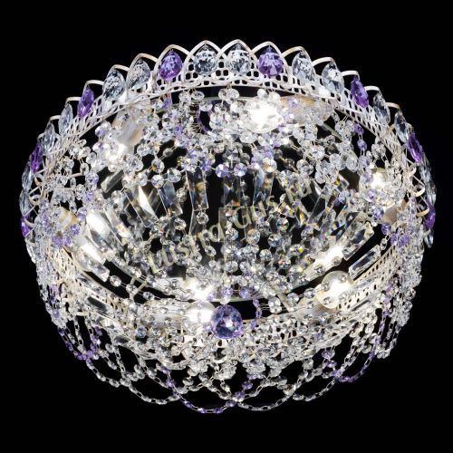 Люстра Каскад Ажур Фиолетовая белая в Химках Гусь Хрустальный