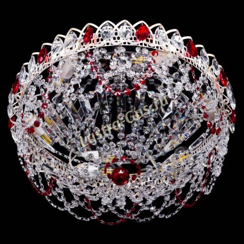 Люстра Каскад Ажур Красная белая в Химках Гусь Хрустальный