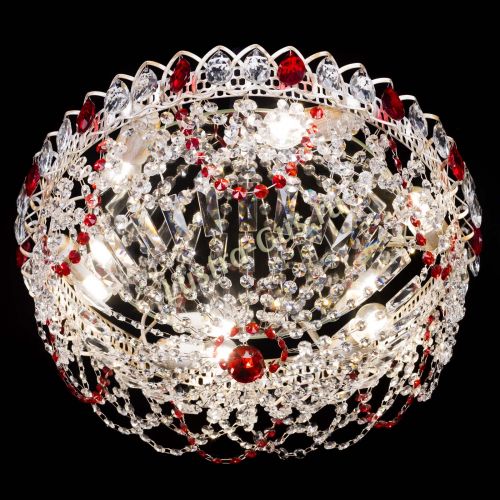Люстра Каскад Ажур Красная белая в Химках Гусь Хрустальный