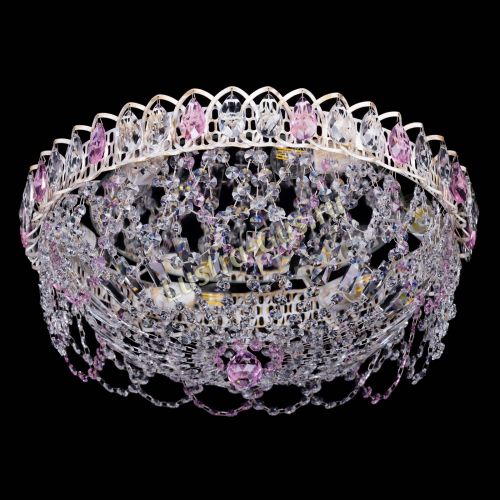 Люстра Каскад Ажур Розовая белая в Химках Гусь Хрустальный