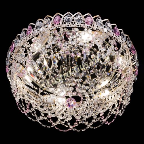 Люстра Каскад Ажур Розовая белая в Химках Гусь Хрустальный