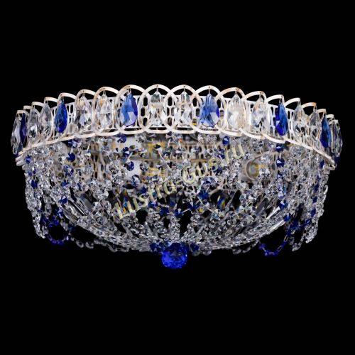 Люстра Каскад Ажур Синяя белая в Химках Гусь Хрустальный