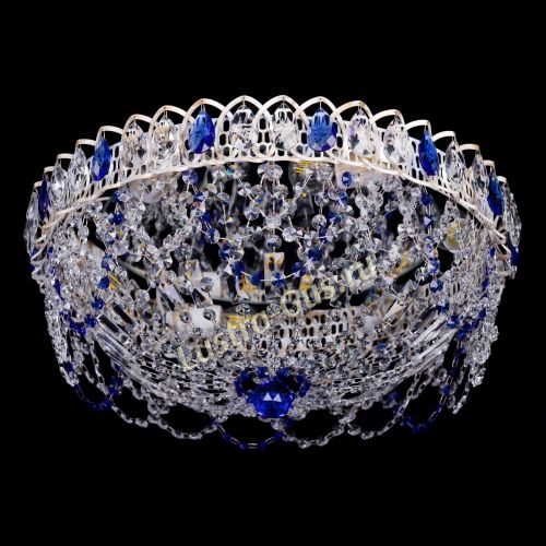 Люстра Каскад Ажур Синяя белая в Химках Гусь Хрустальный