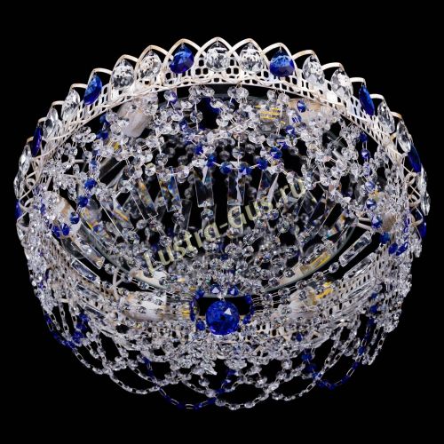 Люстра Каскад Ажур Синяя белая в Химках Гусь Хрустальный