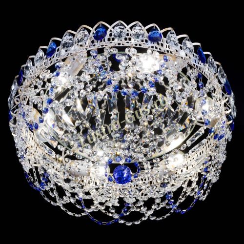 Люстра Каскад Ажур Синяя белая в Химках Гусь Хрустальный