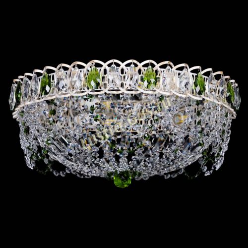 Люстра Каскад Ажур Зеленая белая в Химках Гусь Хрустальный