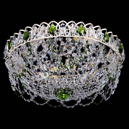 Люстра Каскад Ажур Зеленая белая в Химках Гусь Хрустальный