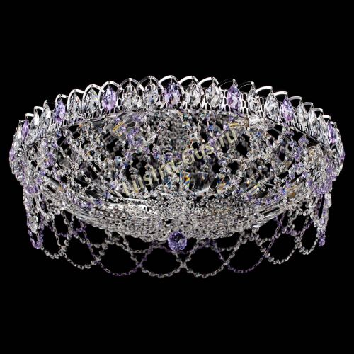 Люстра Каскад Ажур 700 мм фиолетовый в Химках Гусь Хрустальный