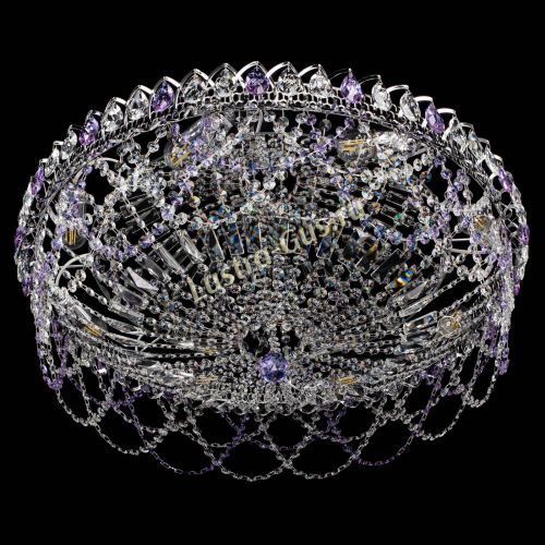 Люстра Каскад Ажур 700 мм фиолетовый в Химках Гусь Хрустальный