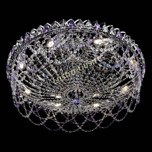 Люстра Каскад Ажур 700 мм фиолетовый в Химках Гусь Хрустальный
