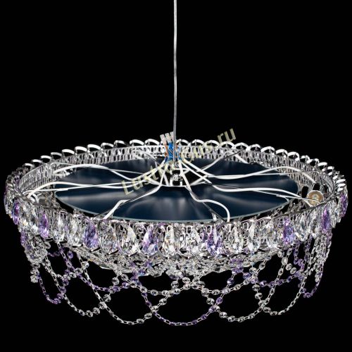 Люстра Каскад Ажур 700 мм фиолетовый в Химках Гусь Хрустальный