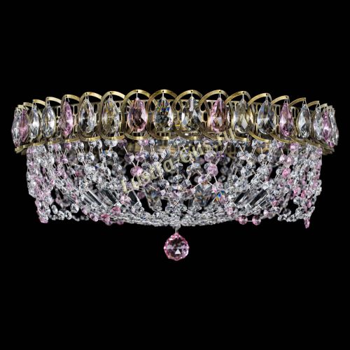 Люстра Хрустальный Каскад Ажур под бронзу Розовая в Химках Гусь Хрустальный