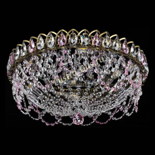 Люстра Хрустальный Каскад Ажур под бронзу Розовая в Химках Гусь Хрустальный